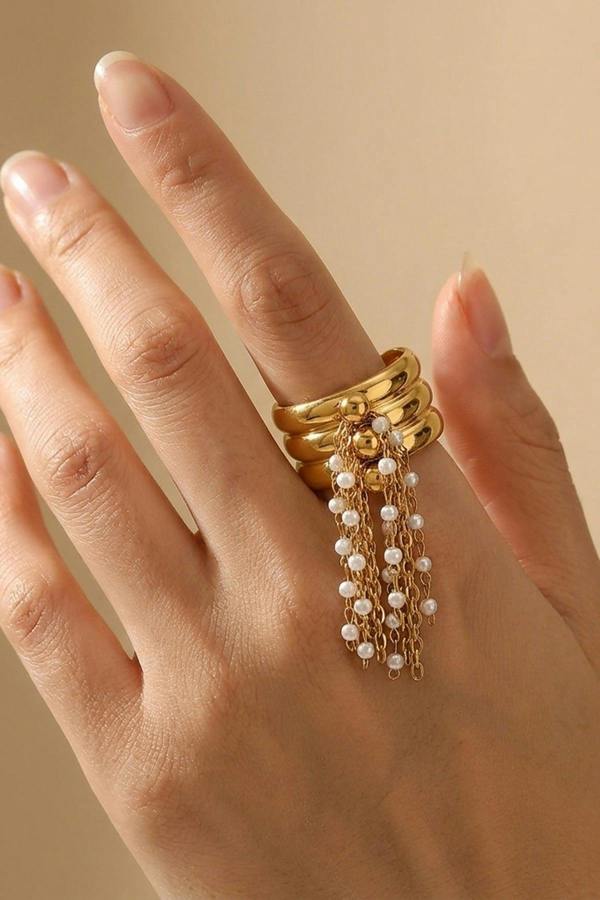 ARIIRA Jacinta Gold Tone Multi Band Ring