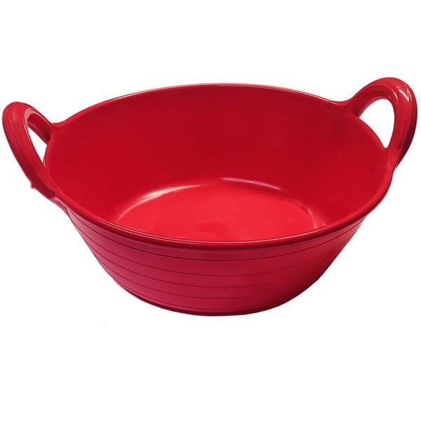 KetoBarrow Skip feed bucket feeder in red integrated handles flexible rubber pet animal horse