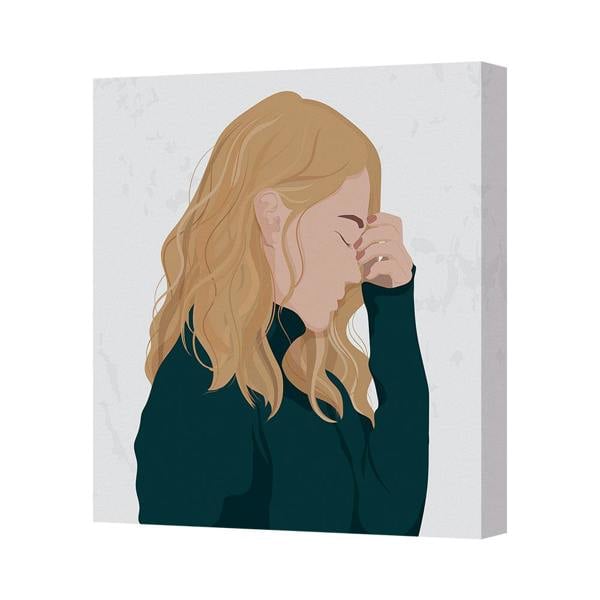 Benjamin Tate Design Modern Canvas Wall Art Print Portrait Of A Woman With Blonde Hair Handmade In UK