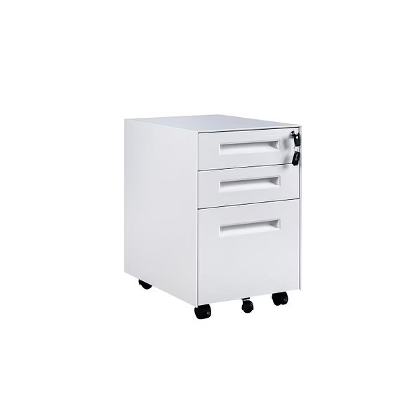 MMT Furniture Designs 2 Drawer Curved Metal Under Desk Mobile Pedestal Unit Filing Cabinet - Fully Assembled