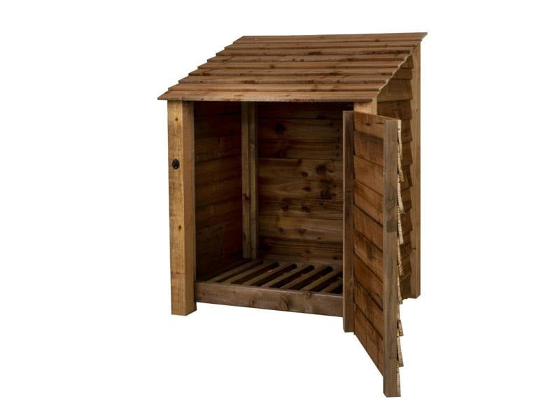 Arbor Garden Solutions Wooden Log Store with Door W-99cm, H-126cm Or 180cm, D-88cm - Brown Finish