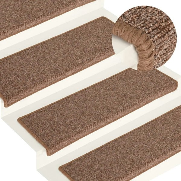 Berkfield Carpet Stair Treads 15 pcs 65x21x4 cm Brown