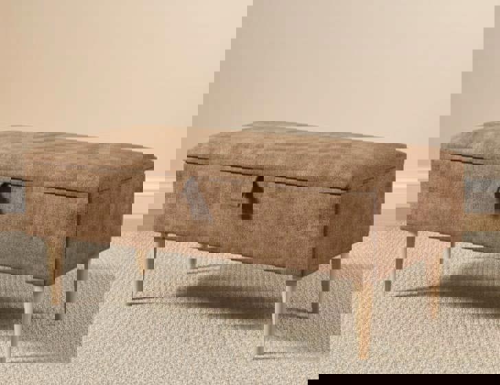 ISTOOLS Premium marble Brown Storage Ottoman Bench – Multi-Purpose Coffee Table & Extra Seating | ISTOOLS