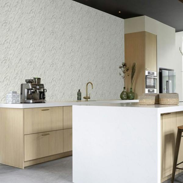 Rasch x Tesa Carrara Marble Self Adhesive Peel and Stick Textured Wallpaper, Grey