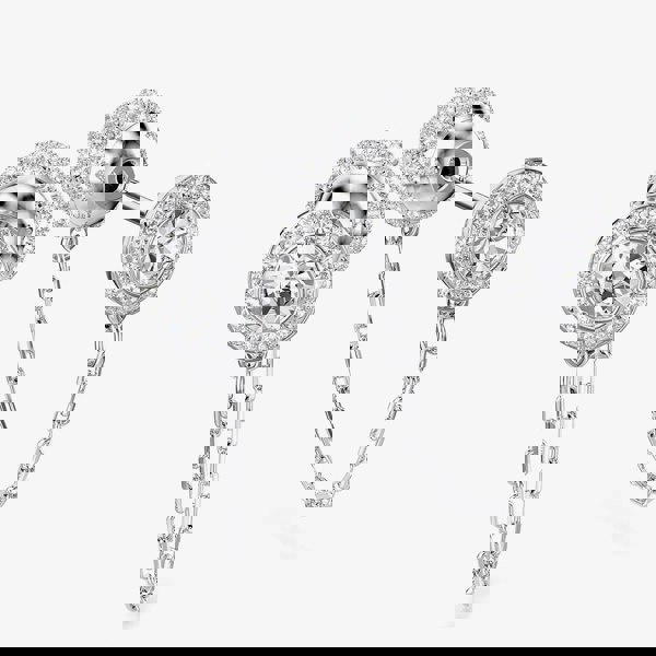 Swarovski Una Rhodium Plated Round White Crystal Drop Earrings 5732273