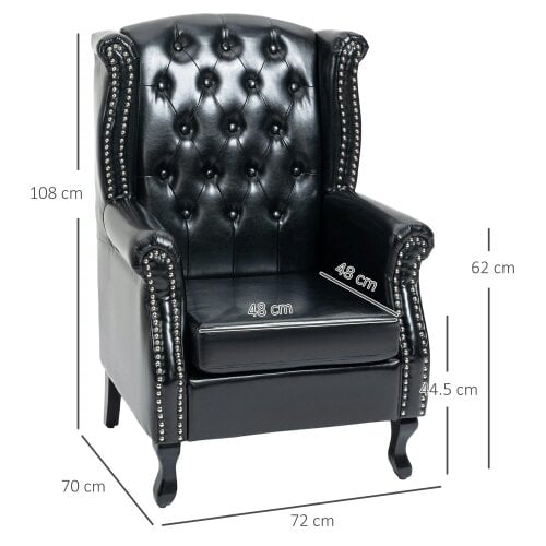 Wyld Haus Nana Bafa Black Wingback Accent Chair With Chesterfield Style Tufting And Nail Head Trim