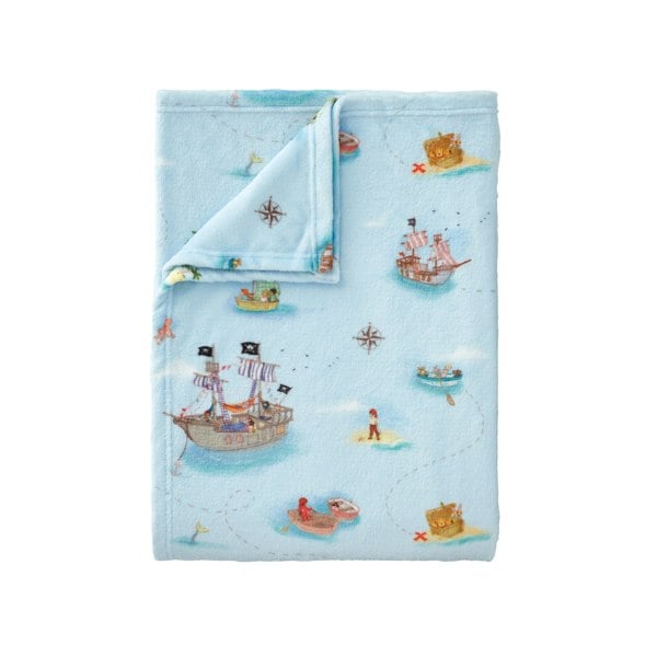 Belle & Boo Pirates Cosy Fleece Blanket Throw Blue