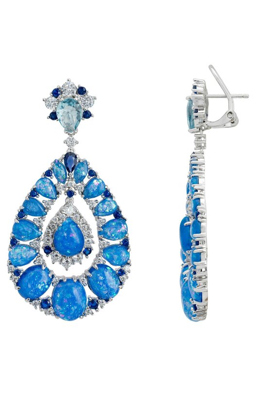 Latelita Paloma Blue Opal Drop Earrings Silver
