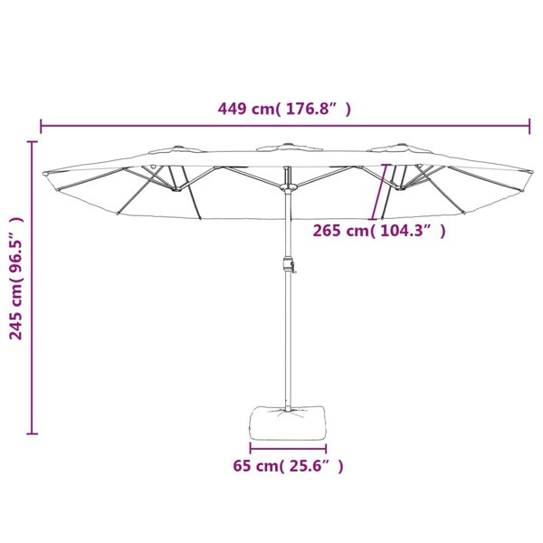 Berkfield Double-Head Parasol Bordeaux Red 449x245 cm