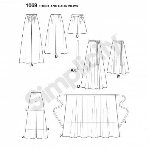 Simplicity Sewing Pattern 1069, Trousers, Skirts for Women, Ages: 4 - 12 - Intermediate