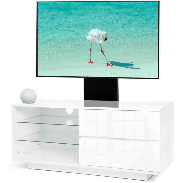 Homeology GALLUS Gloss White with 2- Drawers and 3-Sheves 32"-55" LED/LCD/Plasma Cabinet TV Stand with Mounting Arm