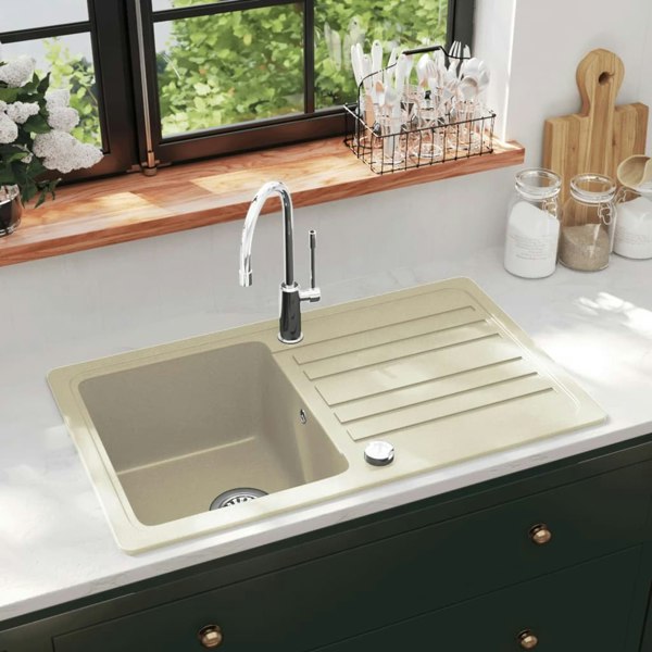 Berkfield Granite Kitchen Sink Single Basin Beige