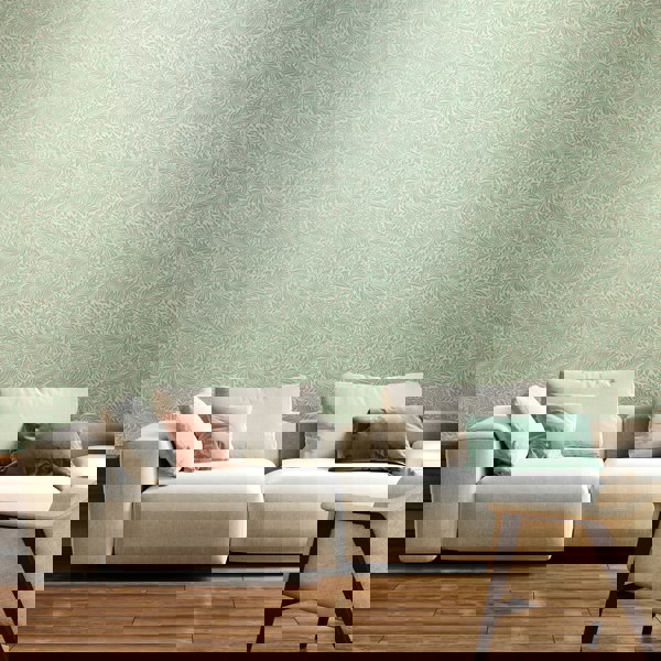 Hoopla Walls Leaf Vine - Seafoam 10m Wallpaper