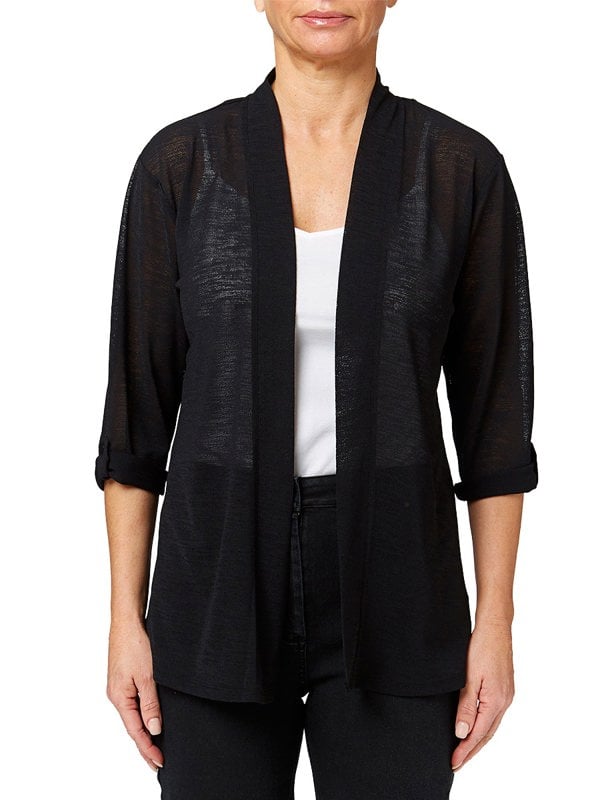 PennyPlain Roll Up Sleeve Cardigan - Black