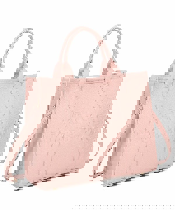 Kitise Large Textured Leather Embossed Logo Structured Tote Bag