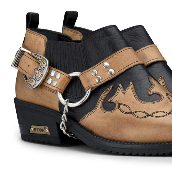 Infinity Leather Men's Black/Tan Snakeskin Winklepicker Leather Western Boots