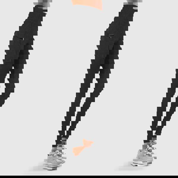 OOOOO Women's Workout Leggings Highwaist with Top Pockets & Line Effect, Black