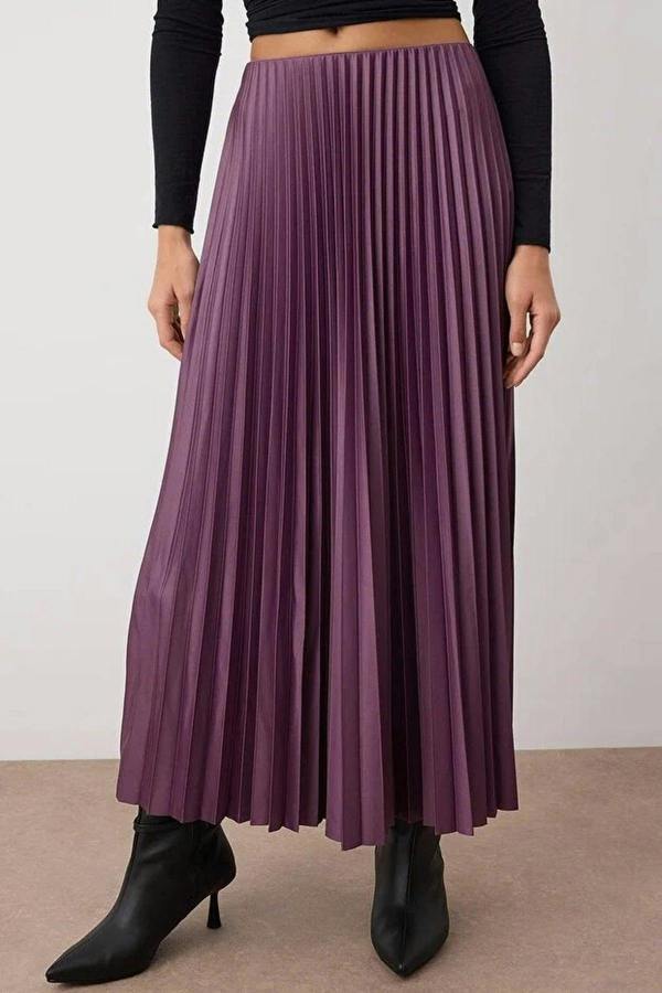 WOVCOR Pleated Maxi Stretch Knit Skirt