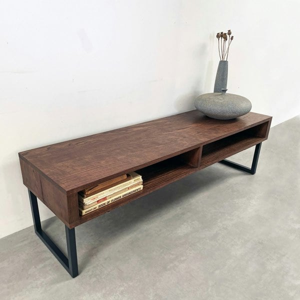 The Urban Editions Darwen Solid Wood TV Stand on Minimalist Square Legs