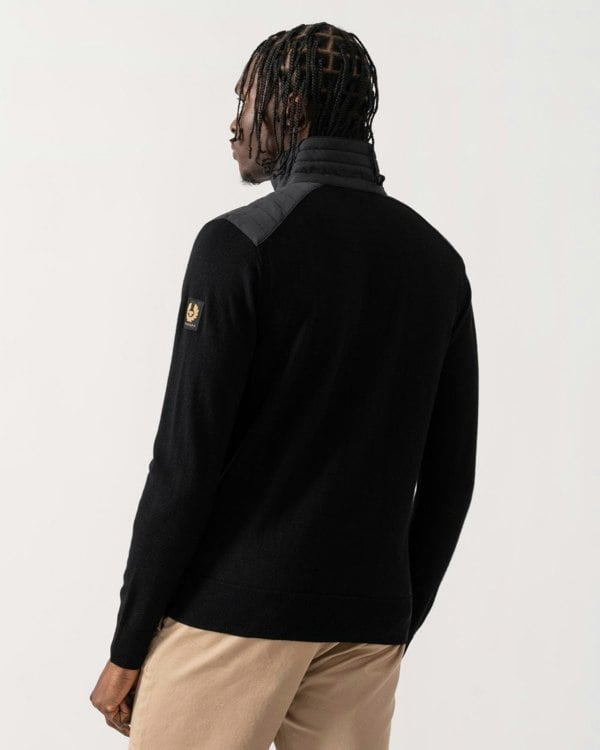 Belstaff Kilmington Mens Merino Wool Quarter Zip Jumper - Black