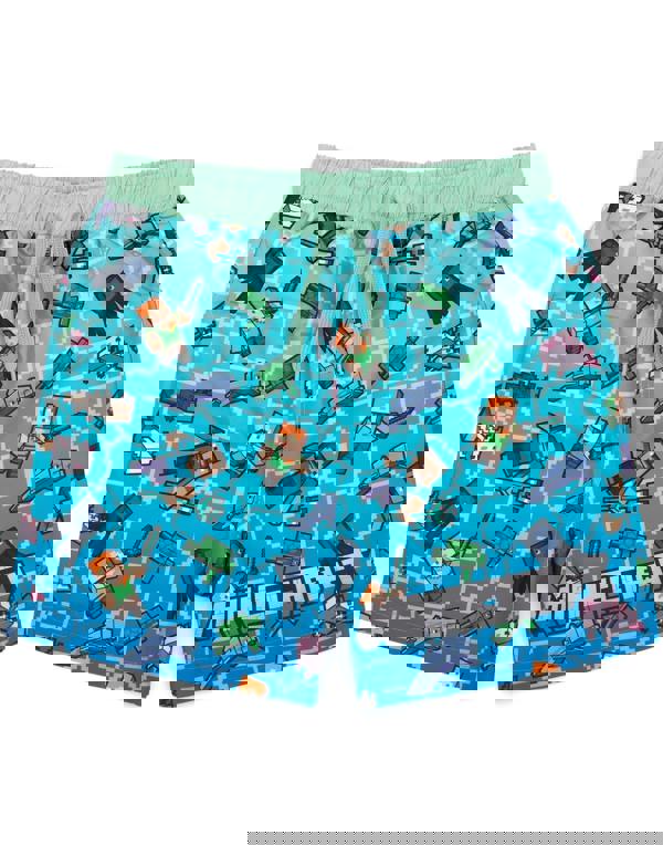 Minecraft Boys Blue Creeper Swim Shorts