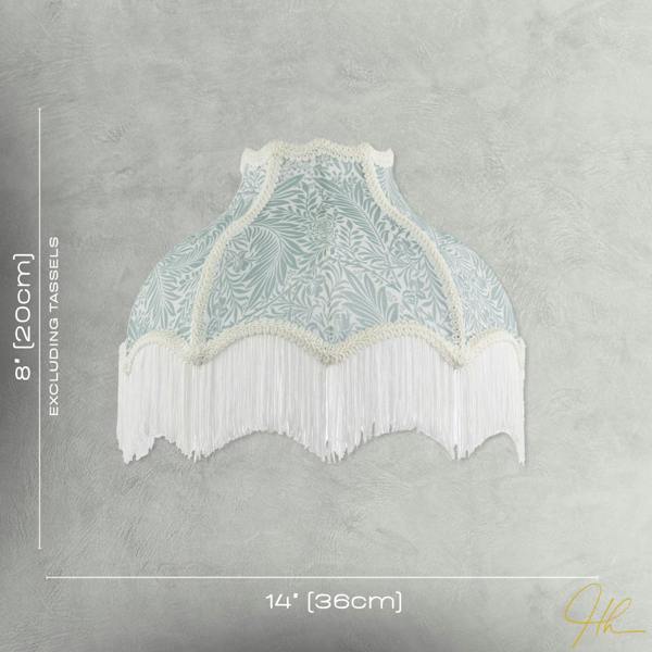 Classic Victorian Lamp Shade in Light Emerald Green Velvet with Trims Image 7
