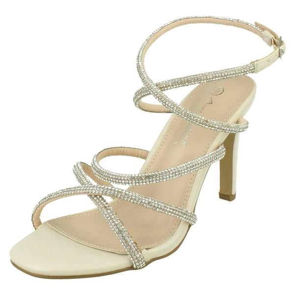 Anne Michelle Ladies Anne Michelle Diamante Ankle Straps High Heel Sandals F12117