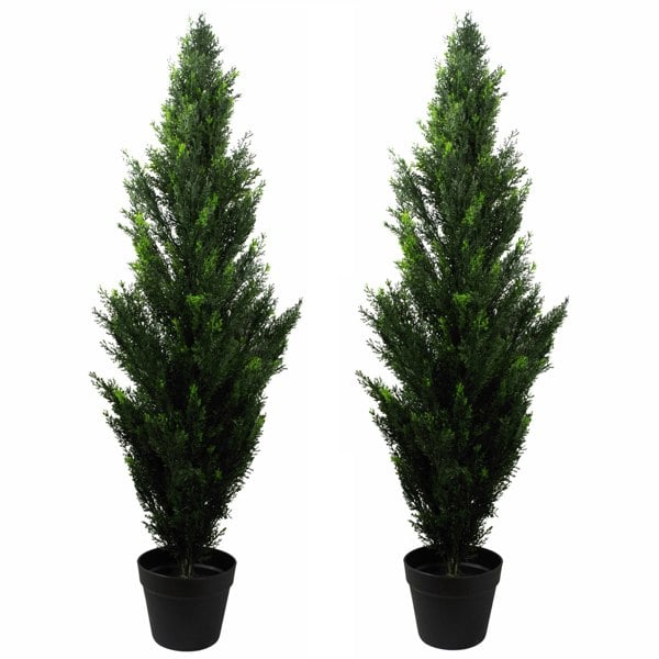 Leaf 120cm Pair of Artificial Cedar Cypress Topiary UV Resistant