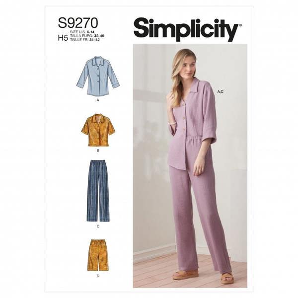Simplicity Sewing Pattern 9270, Tops, Trousers for Women, H5 (6-8-10-12-14) - Intermediate