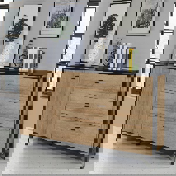 Furniture To Go High Rock Sideboard in Matt Black/Riviera Oak