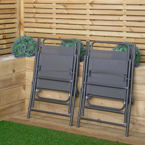 Samuel Alexander Set of 2 Outdoor Multi-Position Textoline Garden Chairs in Grey