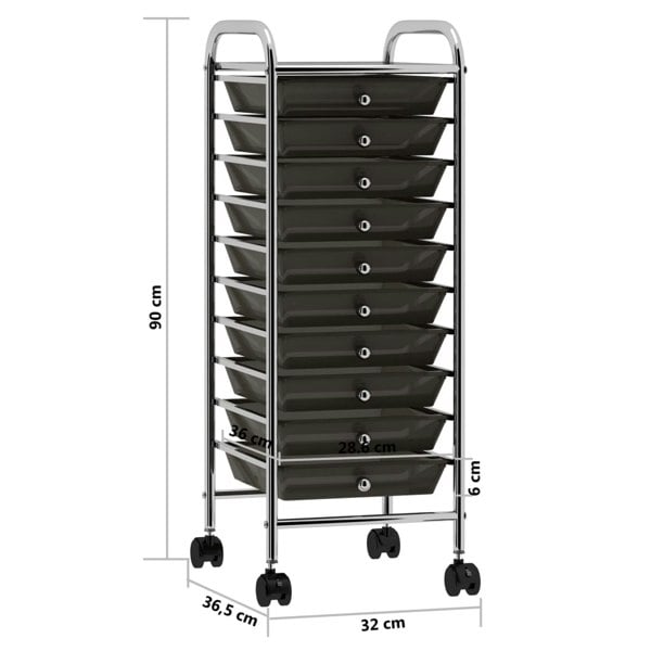 Berkfield 10-Drawer Mobile Storage Trolley Black Plastic
