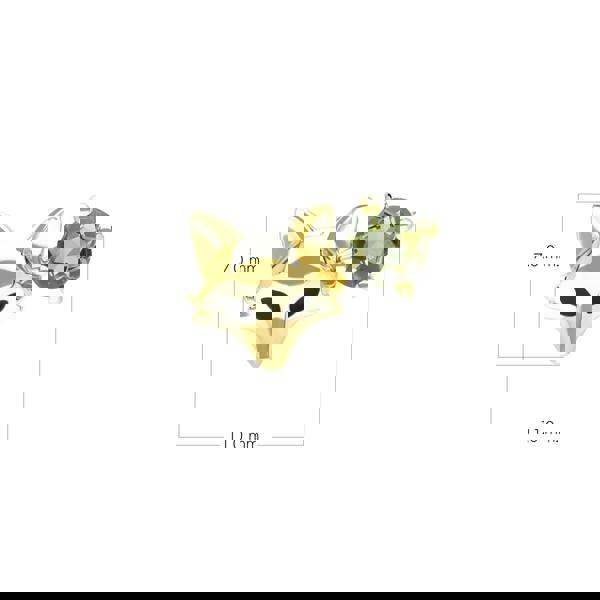 Gemondo Gardenia Peridot Fox Pin In 9ct Yellow Gold