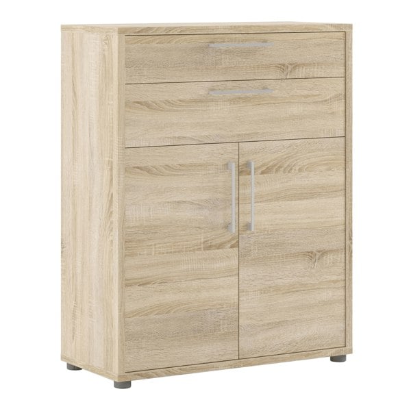 Furniture To Go Prima Bookcase 1 Shelf with 2 Drawers 2 Doors in Oak