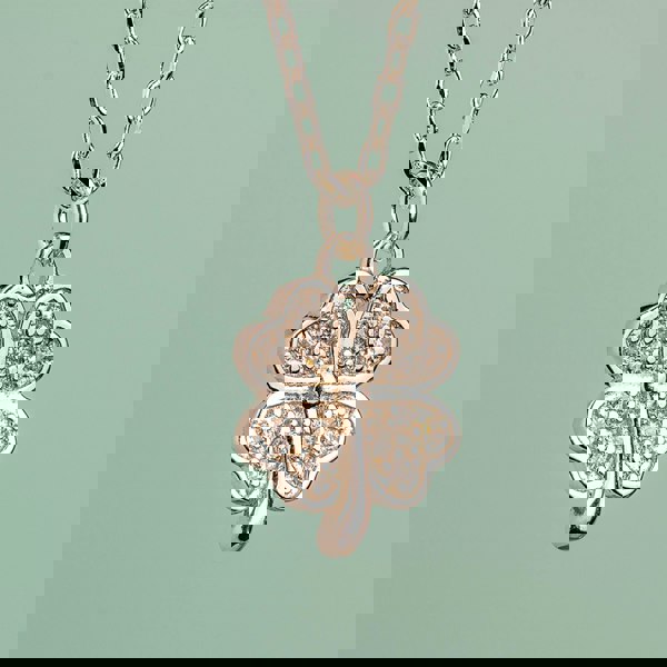 Crystal Clover Necklace - Sterling Silver - MYLEE London