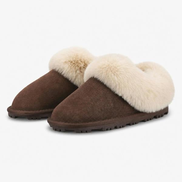 Totes SUEDE BOOTIE WITH FUR CUFF Slipper Boots Boots   in  Brown