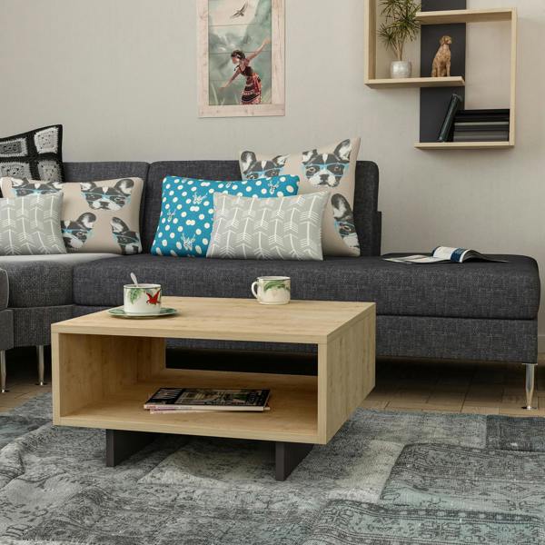 Decortie Hola Modern Coffee Table Multipurpose Storage Compartment 60x60x32 cm