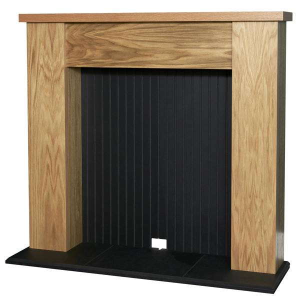 Adam New England Stove Fireplace in Oak & Black, 48 Inch