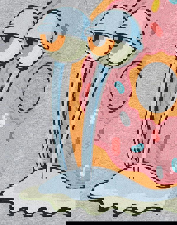 SpongeBob SquarePants Womens Grey Donut Worry Short Sleeved T-Shirt