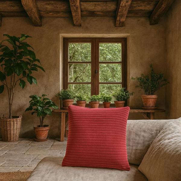Wyld Haus Set of 2 Verezzi Ribbed Red Cushion Covers