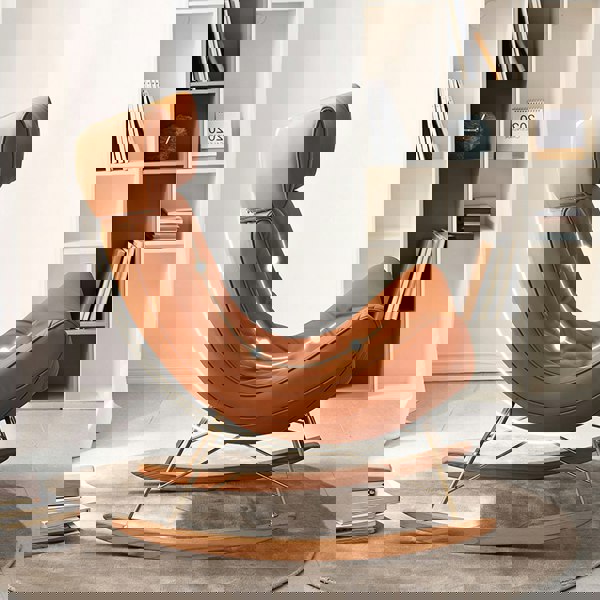 Rit Concept Anwar Rocking Chair With Footstool, Orange Leather