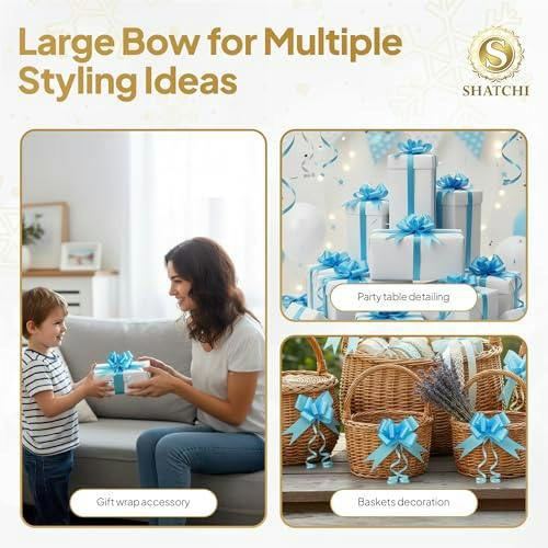 50mm Pale Blue Pull Bows, Multi-Pack Ribbon Gift Bows for Wrapping, Hampers and Décor image 7