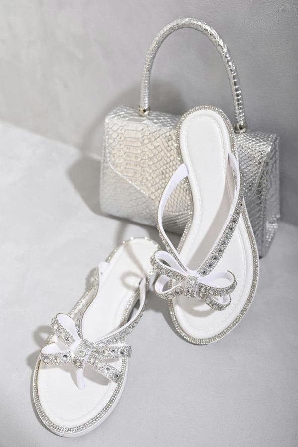ikrush Stella Embellished Bow Detail Sandals