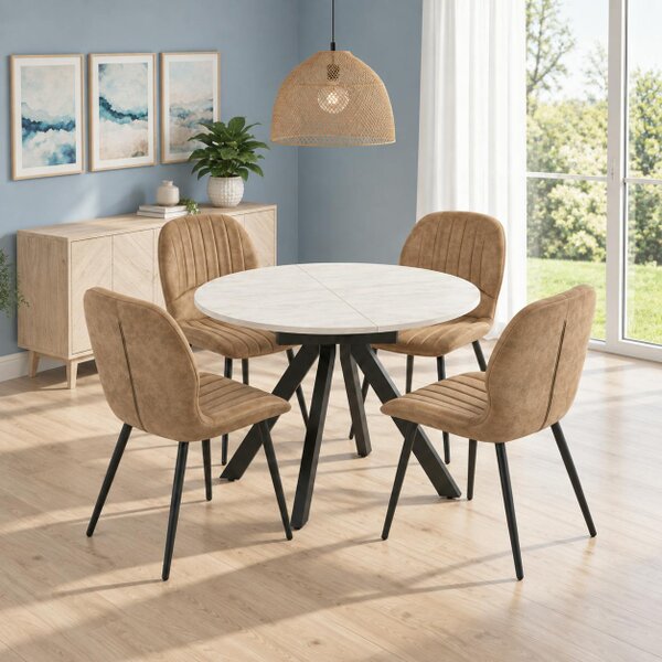 Outdoor Living Harley Extendable Dining Table with 4 Jaydn Chairs - Tan