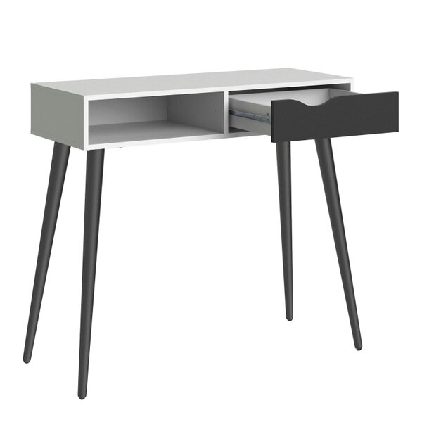 Wyld Haus Sapporo White and Matt Black Console Table 1 Drawer 1 Shelf