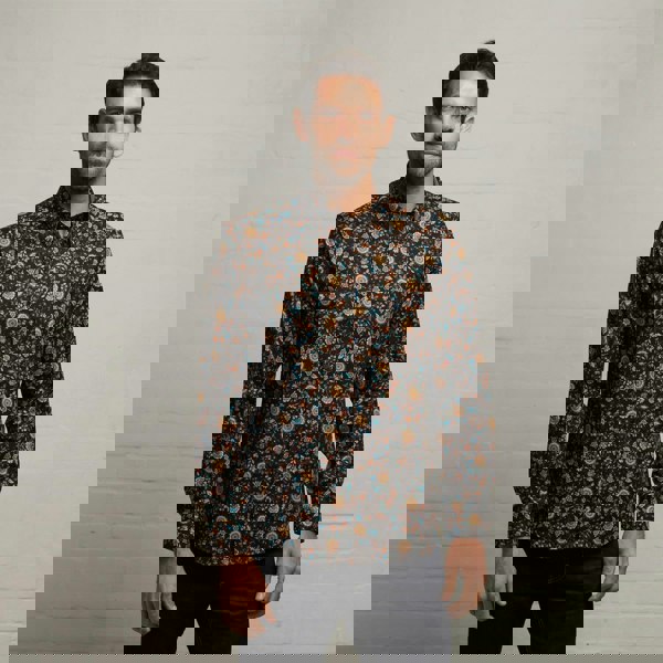 Gabicci G53W08 Mens Long Sleeve Printed Woven Shirt Gabicci Classic - BLACK