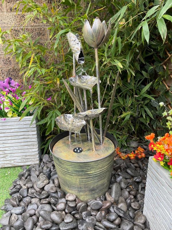 Tranquillity Water Features Zinc Flower Modern Metal Water Feature