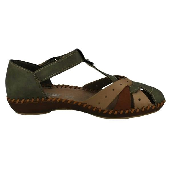 Rieker Ladies Rieker T-Bar Cut Out Detailed Antistress Shoes M1655