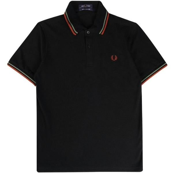 Fred Perry Mens Double Tipped Collar Polo Shirt - Black - 