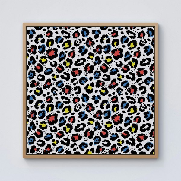 Warren Reed Coloured Leopard Print Framed Canvas